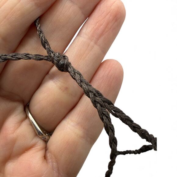 Brown Macrame Purple Amethyst Necklace with Golden Bead Adjustable Size - Picture 5 of 6